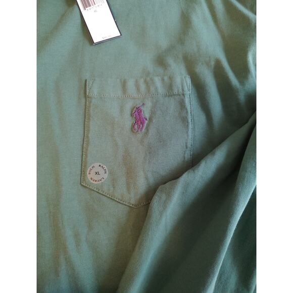 Men's Polo Ralph Lauren Long Sleeve Green Crew Neck Shirt - XL NWT - Picture 5 of 5